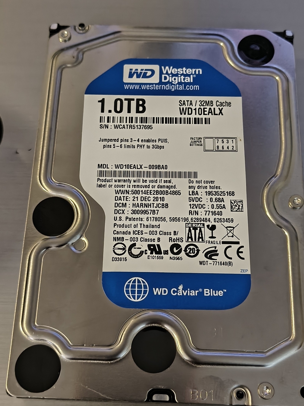 Western Digital WD Caviar Blue 1TB Internal Hard Drive - Silver/Blue